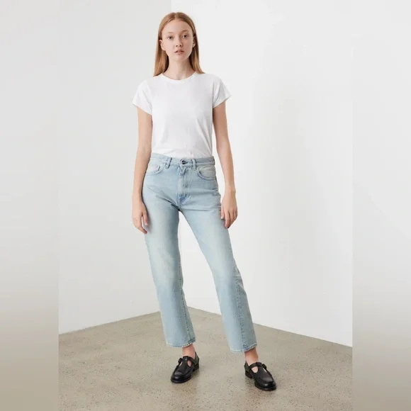 Toteme light blue twisted seam straight jeans - Picture 2 of 8